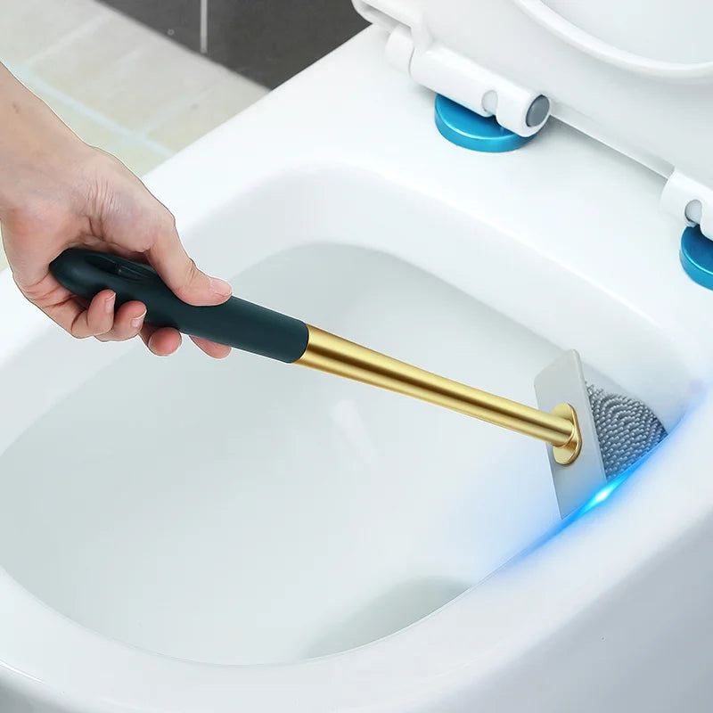 Escova Sanitária de Silicone com Suporte para Banheiro - uniaodasofertas